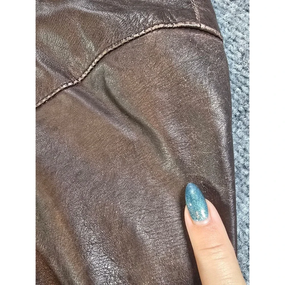 Scully Womens XL Brown Leather Jacket Distressed Western Moto Biker Coat